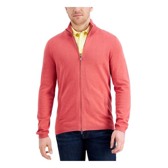 TASSO ELBA Other - TASSO ELBA Mens Coral Mock Neck Classic Fit Full Zip Stretch Cardigan Sweater S